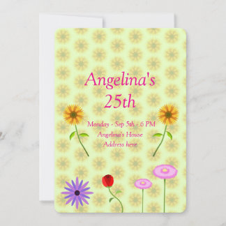 Flowers Birthday invitation card