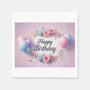Flowers birthday luxurious elegant extravagant  napkin