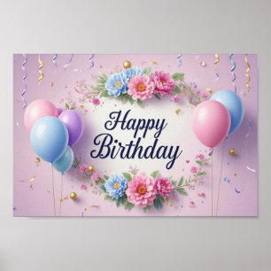 Flowers birthday luxurious elegant extravagant  poster