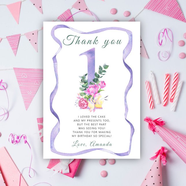 Flowers birthday party thank you  card (Creator Uploaded)