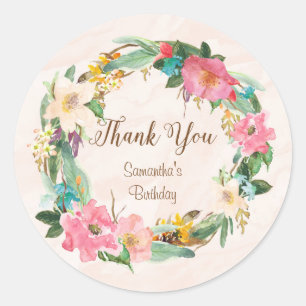 Flowers Birthday Thank You Sticker