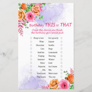 Flowers Birthday This or That Game