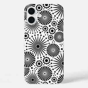 flowers Black and White vector floral pattern iPhone 16 Plus Case