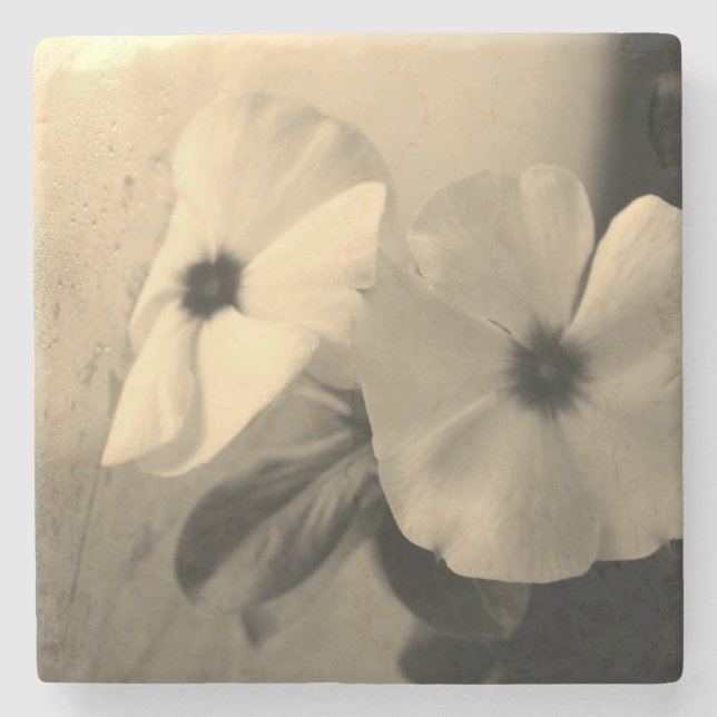 Flowers Black White photo Marble Stone Coaster (Front)