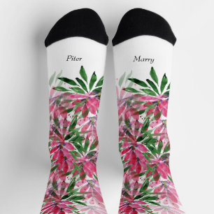 Flowers Bloom Boho Watercolor Monogrammed Socks