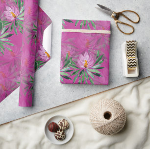 Flowers Bloom Pink Watercolor Art Wrapping Paper