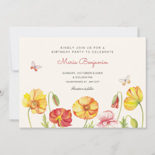 Flowers bloom spring garden invitation