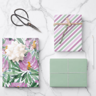Flowers Bloom Violet Original Art Work Watercolor Wrapping Paper Sheet