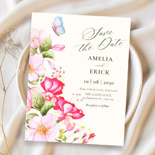 Flowers bloom wedding save the date