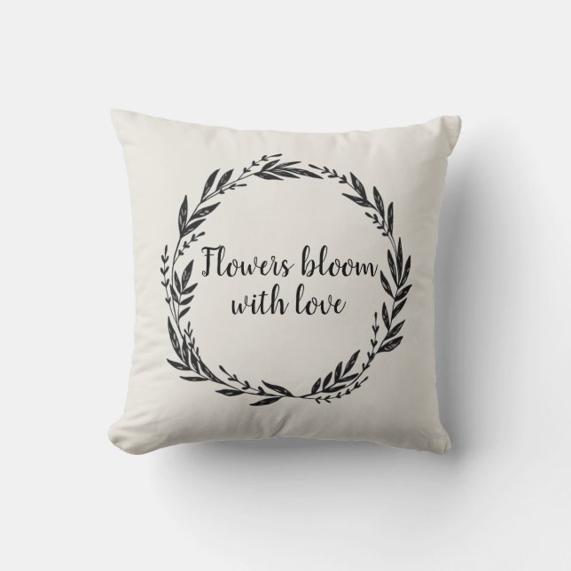 Flowers Bloom with Love Wreath Cushion (Front)