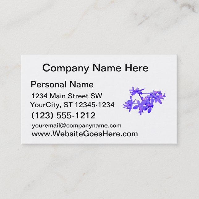 Flowers Blue Tinted Ground Orchid Business Card (Front)