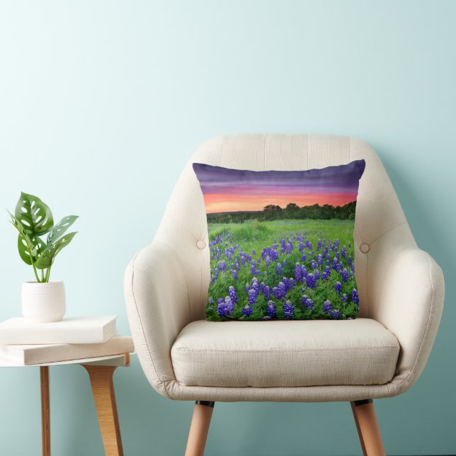 Flowers | Bluebonnets at Sunset Texas Cushion (Chair)