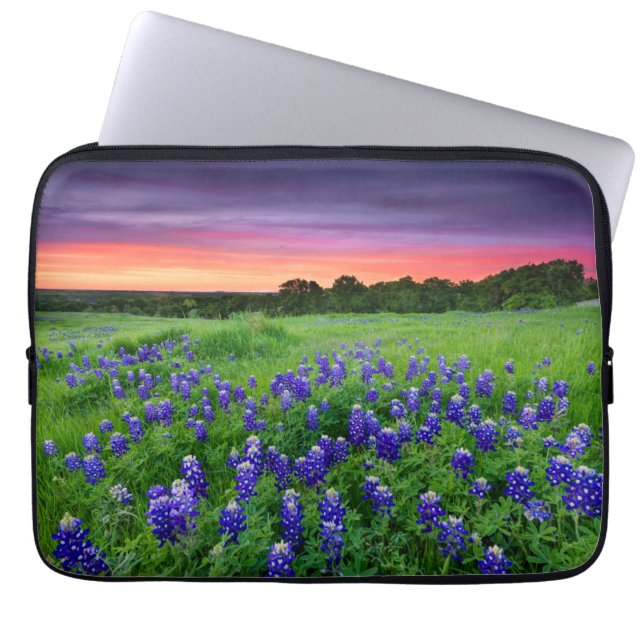 Flowers | Bluebonnets at Sunset Texas Laptop Sleeve (Front)