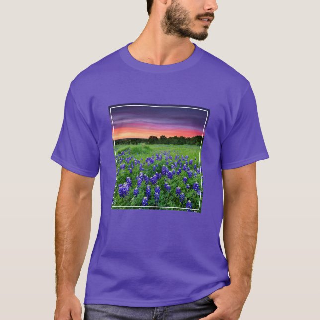 Flowers | Bluebonnets at Sunset Texas T-Shirt (Front)