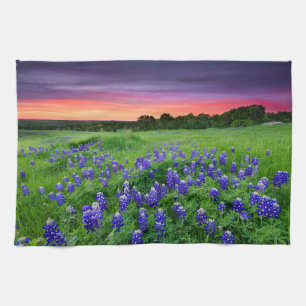 Flowers   Bluebonnets at Sunset Texas Tea Towel