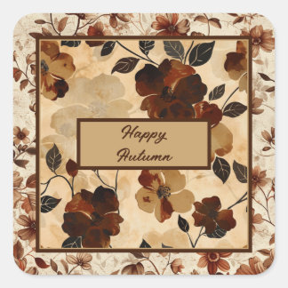 Flowers Boho Fall Foliage Square Sticker