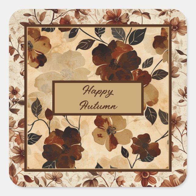 Flowers Boho Fall Foliage  Square Sticker (Front)