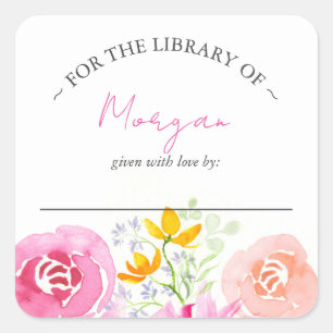 Flowers Bookplate Square Sticker