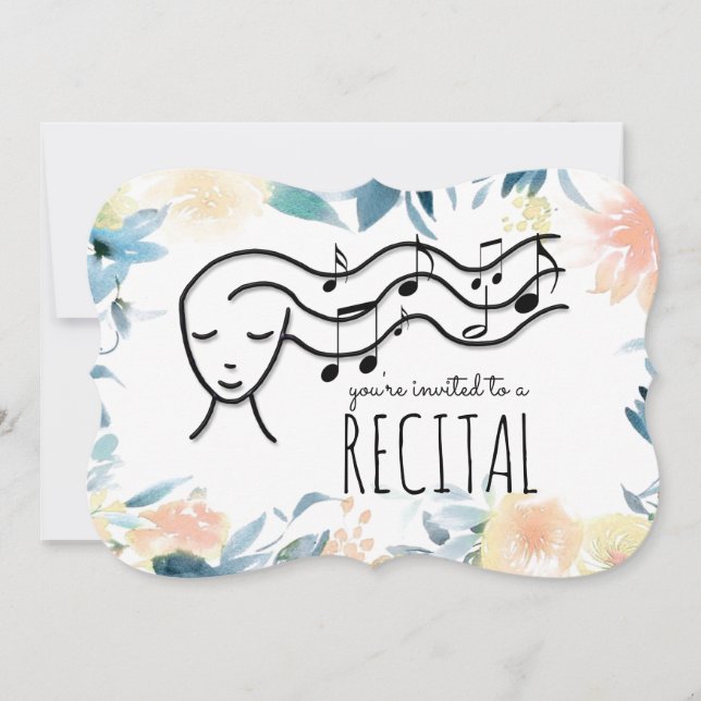 flowers border music recital invitation (Front)