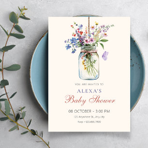 Flowers bouquet baby shower invitation