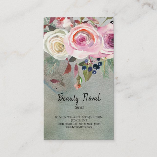 Flowers Bouquet Florist Business Card (Front)