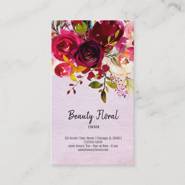 Flowers Bouquet Florist Business Card (Front)