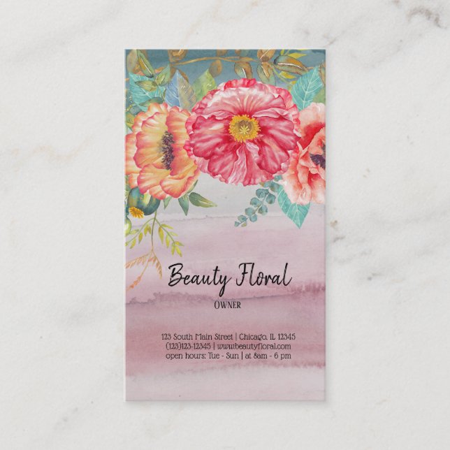 Flowers Bouquet Florist Business Card (Front)