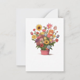 Flowers, bouquet, flower pot card