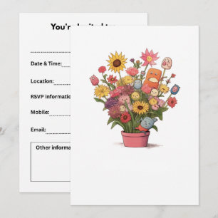 Flowers, bouquet, flower pot invitation