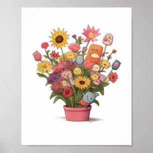 Flowers, bouquet, flower pot poster