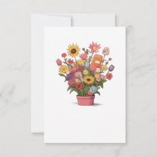 Flowers, bouquet, flower pot thank you card