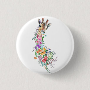 Flowers Bouquet Giraffe Button 