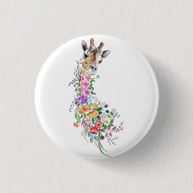 Flowers Bouquet Giraffe Button  (Front)
