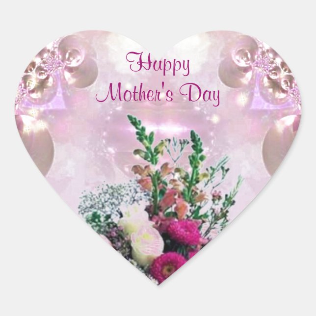 Flowers Bouquet - Mother's Day Heart Sticker (Front)