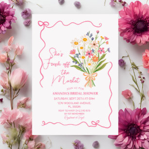 Flowers Bouquet Off The Market Bridal Shower  Invitation