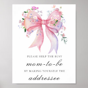 flowers bow - Help the Busy Mum-to-Be Addressee Poster