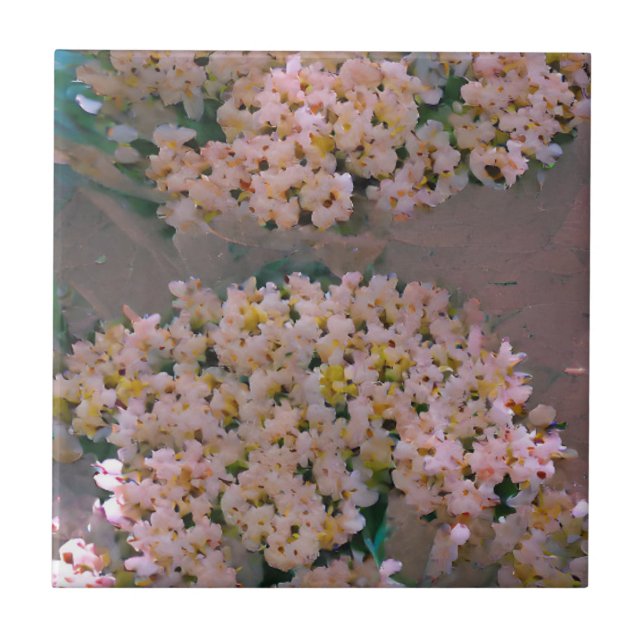 Flowers bunch white and pink digital art tile (Front)