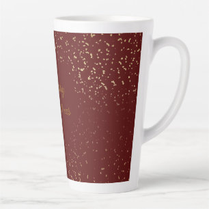 Flowers,Burgundi Red Gold Glitter,Merry Christmas Latte Mug