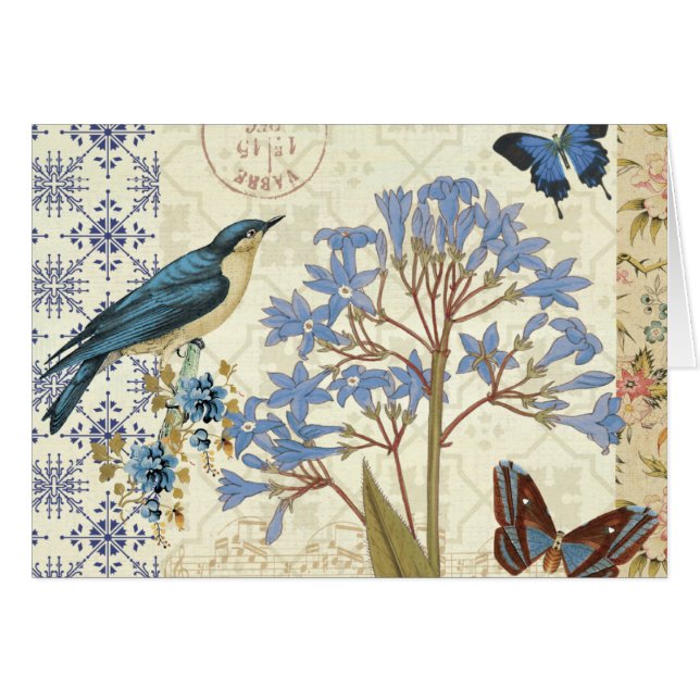 Flowers, Butterflies, and Bird Collage (Front Horizontal)