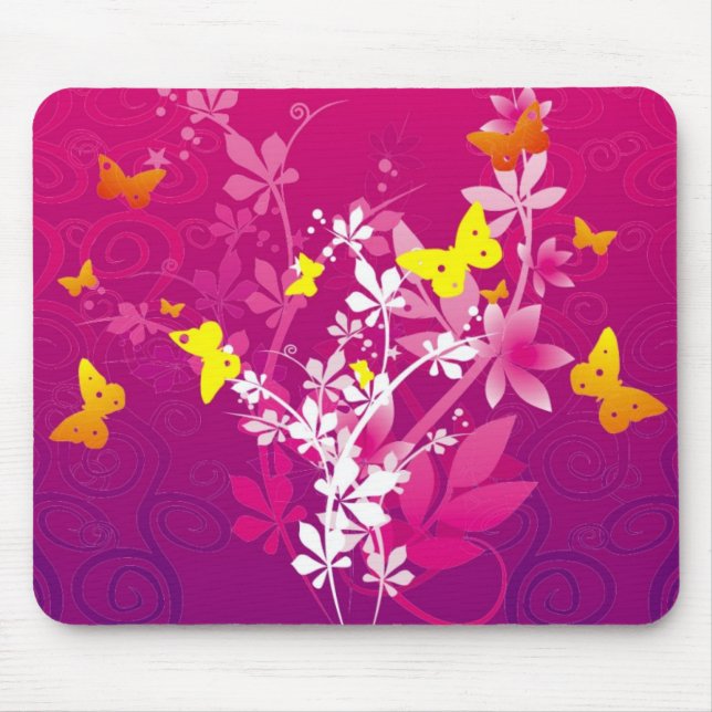 Flowers & Butterflies Mouse Mat (Front)