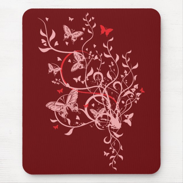 Flowers & Butterflies Mouse Mat (Front)