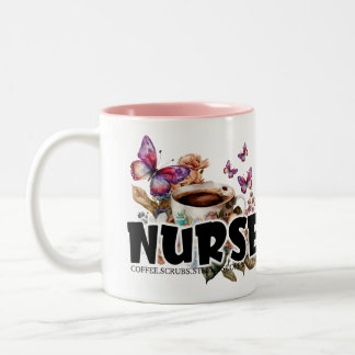 Flowers & Butterflies Nurse Life Two-Tone Coffee Mug