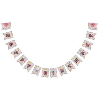 Flowers & Butterflies / Pastel Garden Party Bunting