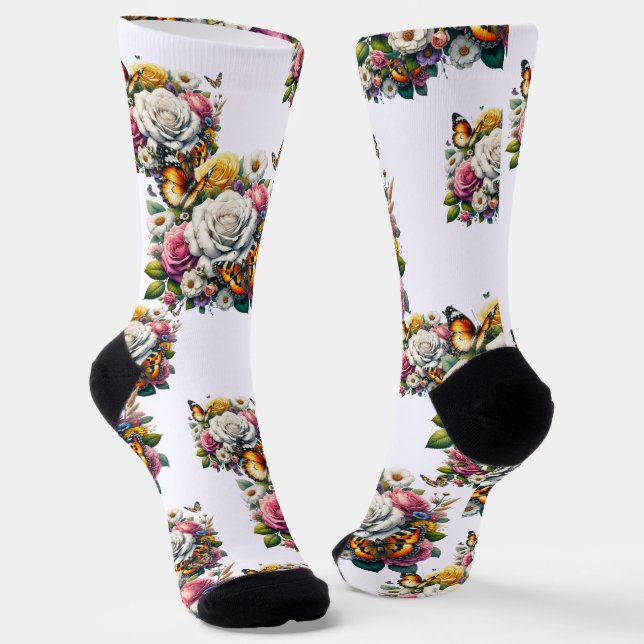 FLOWERS & BUTTERFLIES  SOCKS (Angled)