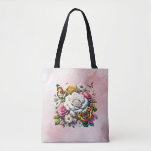 FLOWERS & BUTTERFLIES  TOTE BAG