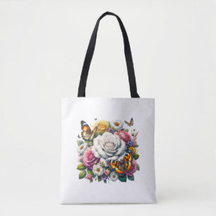 FLOWERS & BUTTERFLIES  TOTE BAG