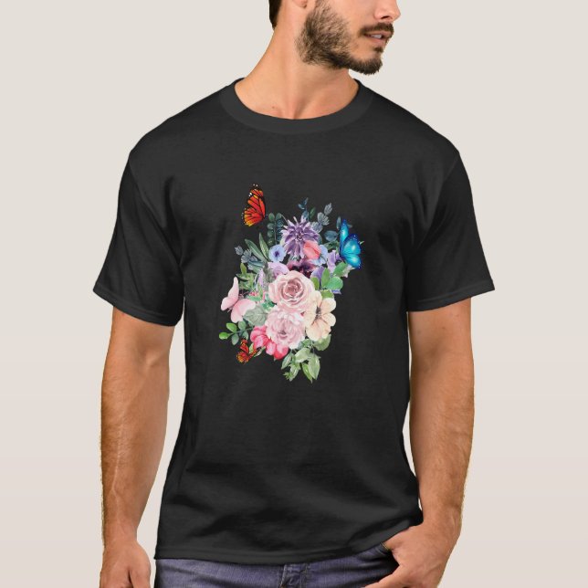 Flowers Butterfly Flowers Is Pretty Fragrance  1 T-Shirt (Front)