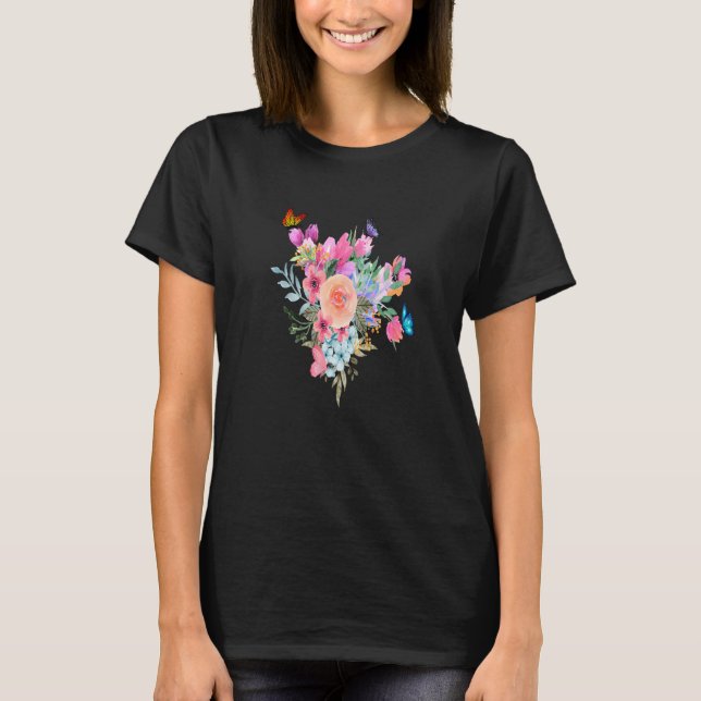 Flowers Butterfly Flowers Is Pretty Fragrance  3 T-Shirt (Front)