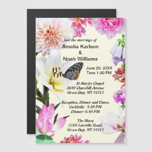 Flowers & Butterfly Wedding Magnetic Invitation