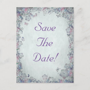 Flowers & Butterfly's Wedding Save The Date Announcement Postcard